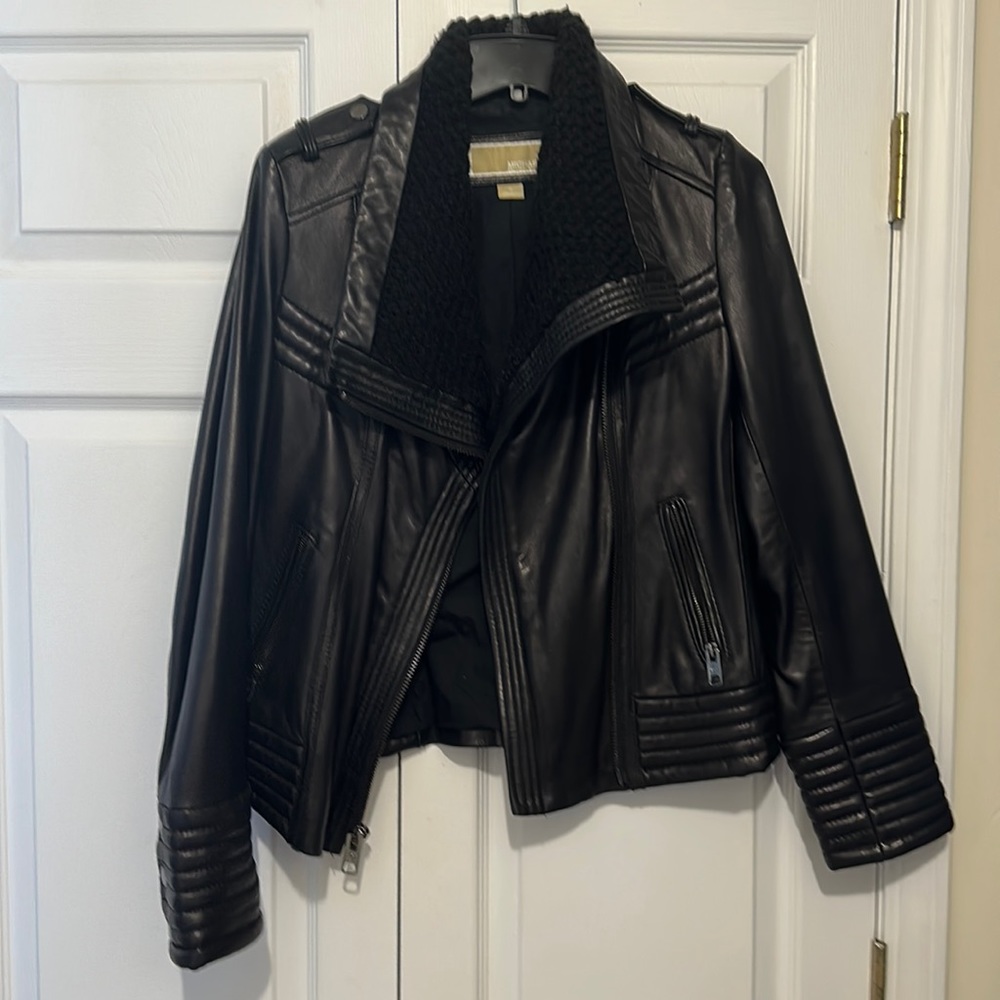 Michael Kors leather moto jacket